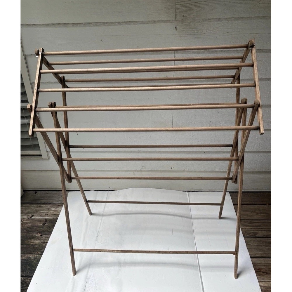Rid-jid Clothes Dryer Rack J.R. Clark Wood Drying Foldable PRIMITIVE Decor